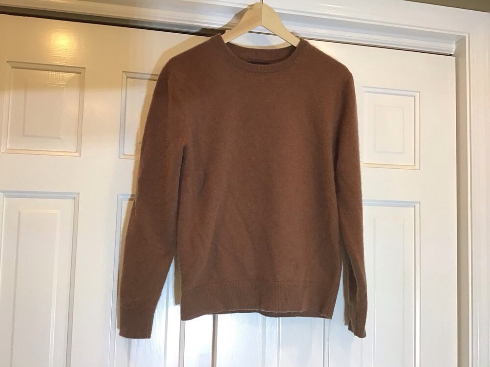 The Commons 100% Cashmere Brown Sweater Women Sz L Quiet Luxury Minimalist Money